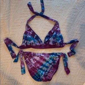 [Lucky Brand] Tie Dye Bikini •D Top •Large Bottoms